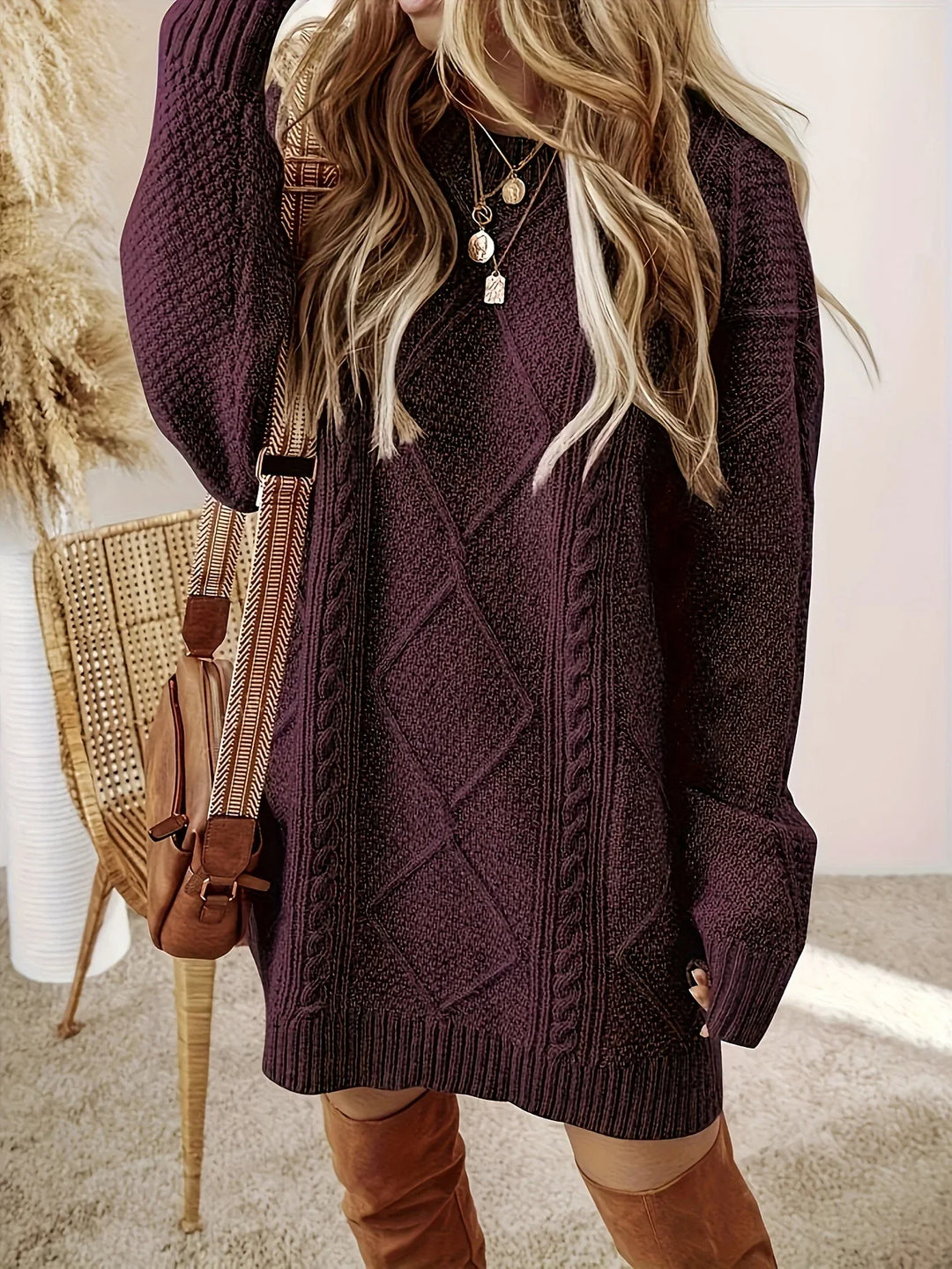 Pluto Cable Knit Sweater Dress